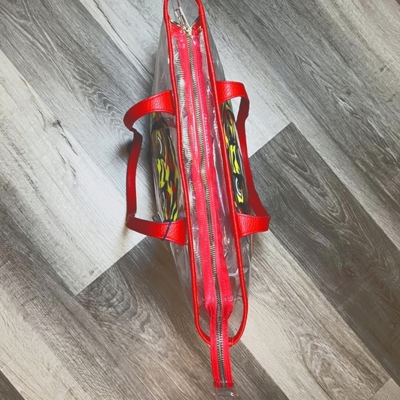 Ed Hardy Tiger PVC Tote Bag – Clear Red See-Through Y2K Statement Piece – NWT - Picture 3 of 7